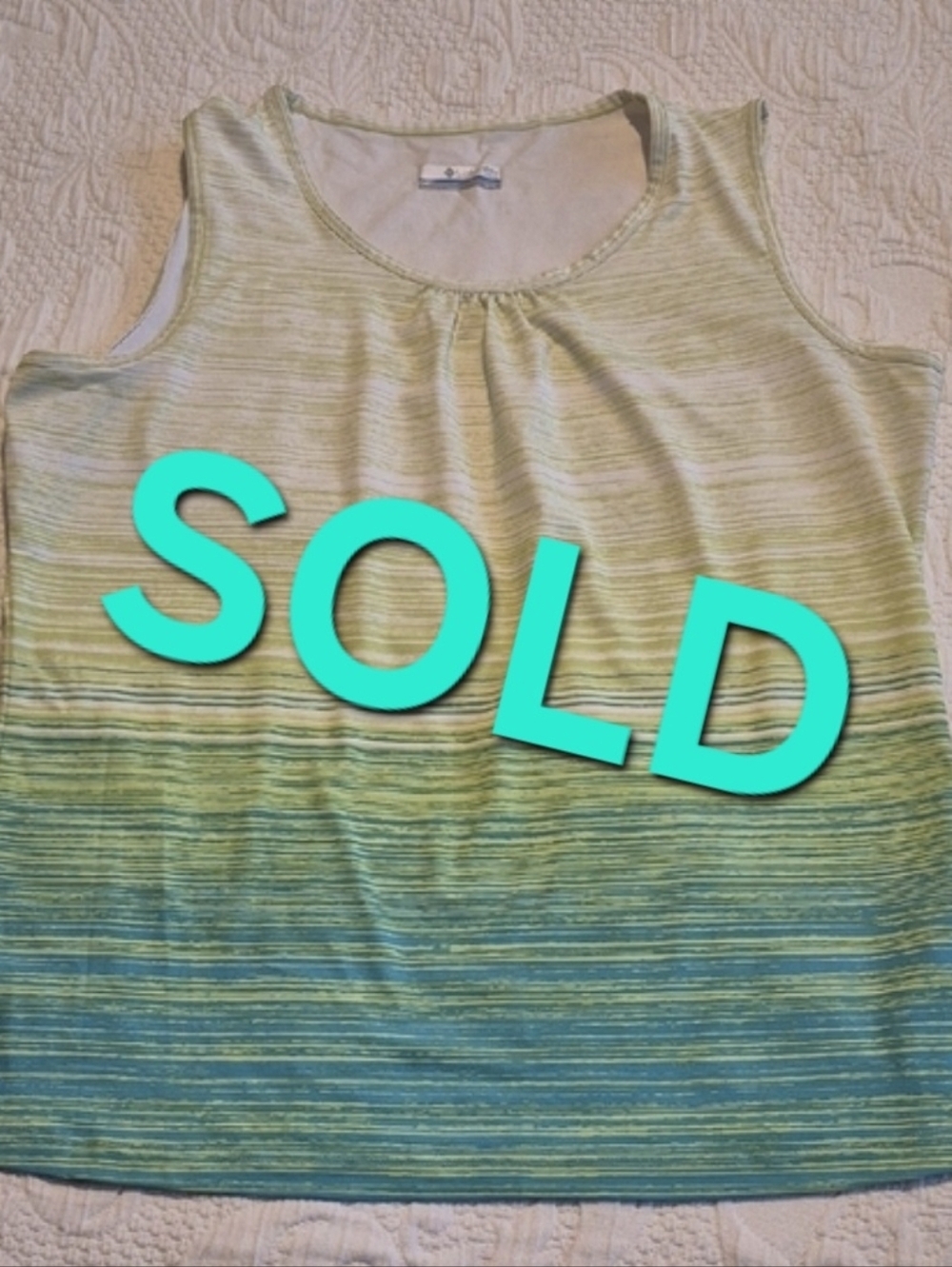 Columbia women's Large tank top ombre green & yellow EUC